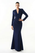Aveline Long Sleeves Mermaid Ponte Knit Maxi Dress