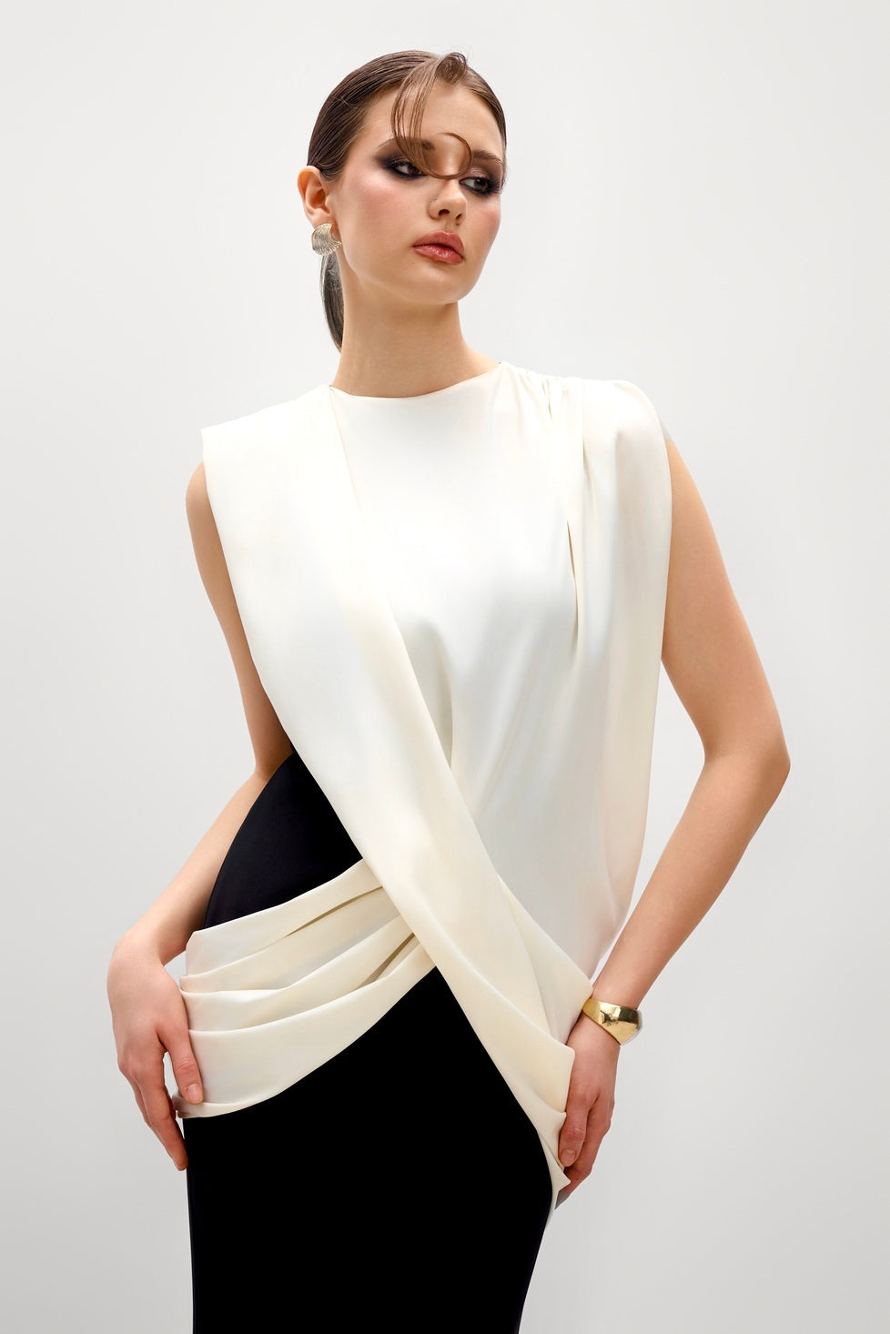 Myr Mermaid Ponte Knit & Satin Maxi Dress