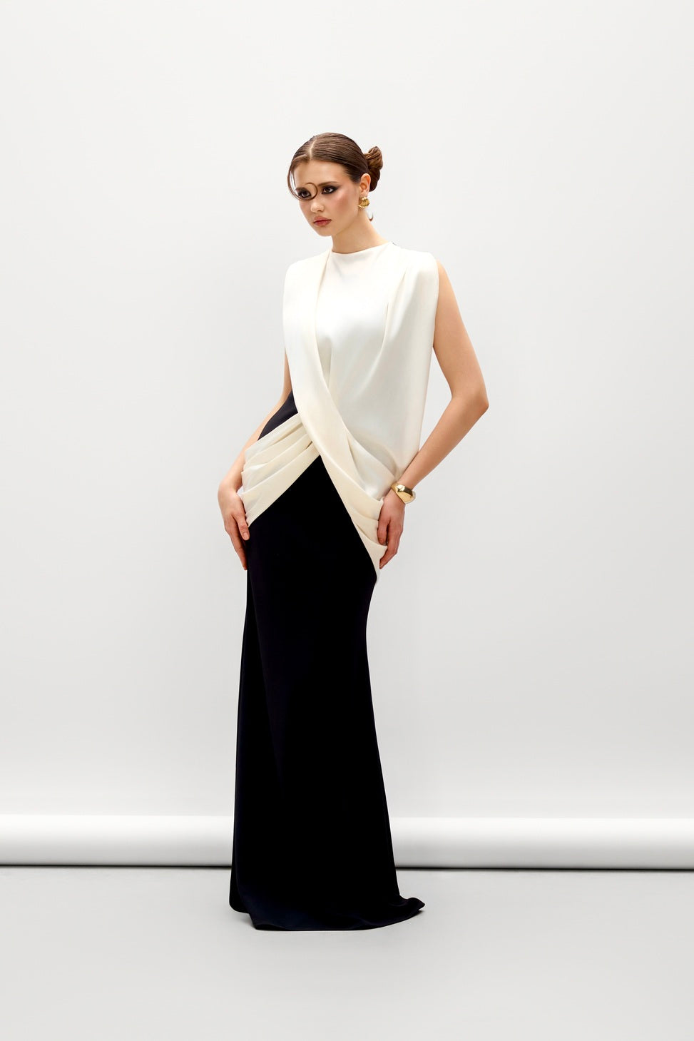 Myr Mermaid Ponte Knit & Satin Maxi Dress
