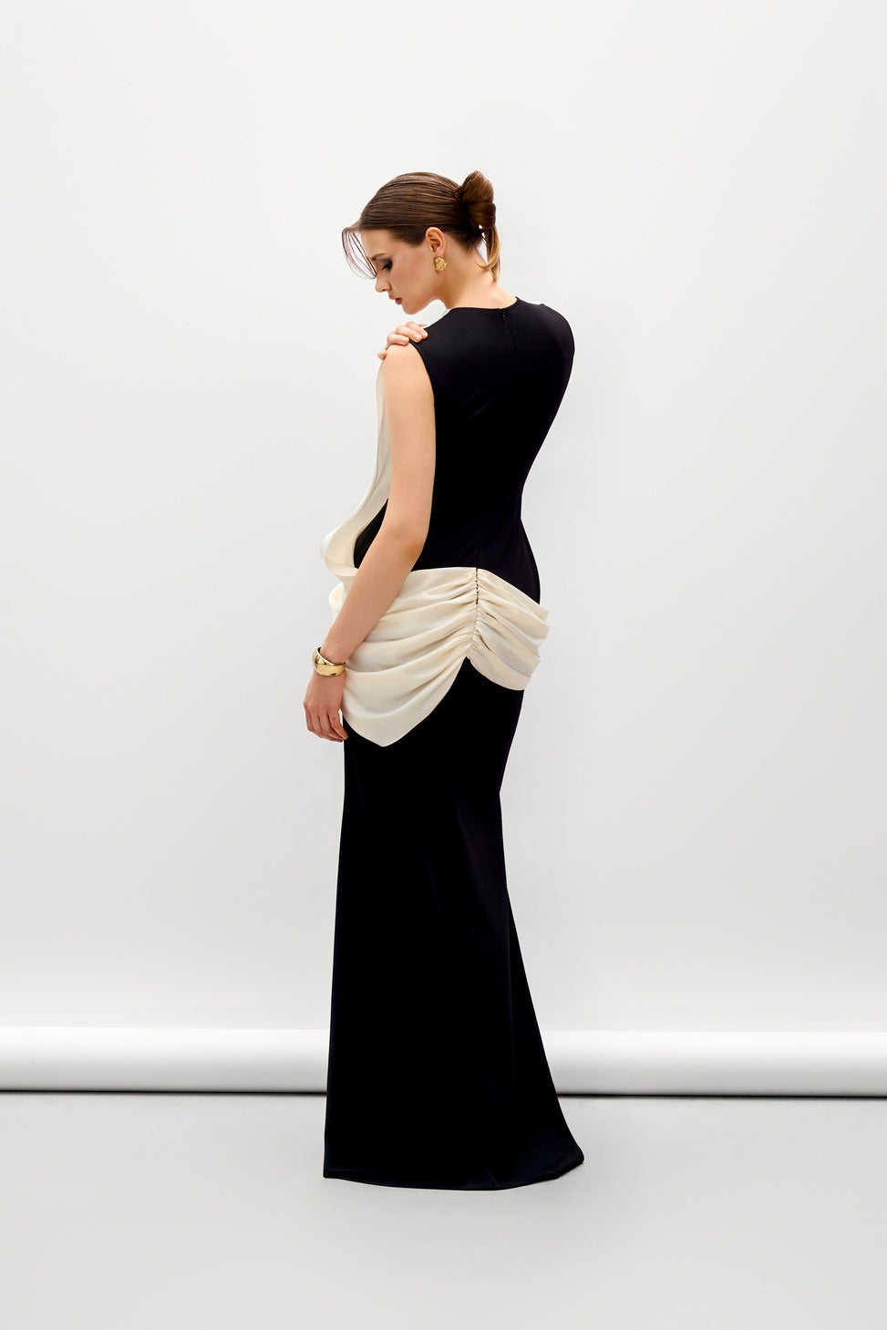 Myr Mermaid Ponte Knit & Satin Maxi Dress