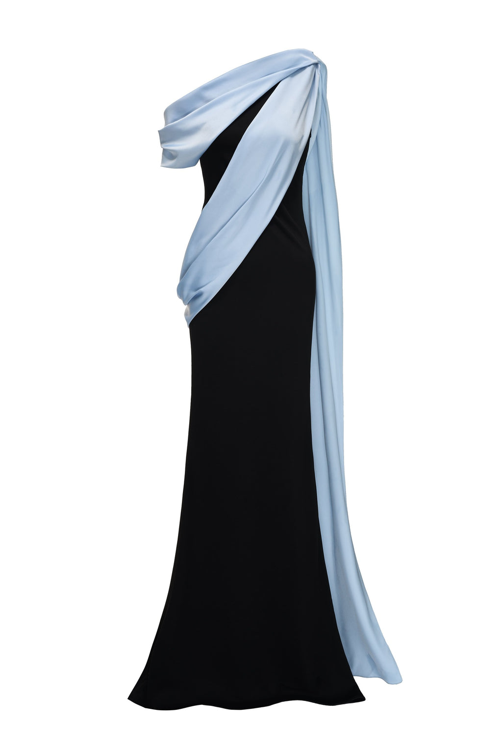 Atropos Draped Mermaid Ponte Knit Maxi Dress