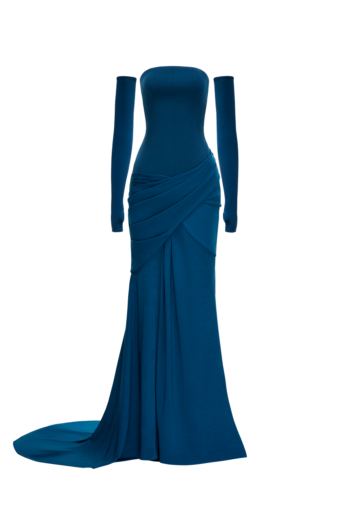 Serenne Mermaid Ponte Knit and Velvet Maxi Dress