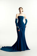 Serenne Mermaid Ponte Knit and Velvet Maxi Dress