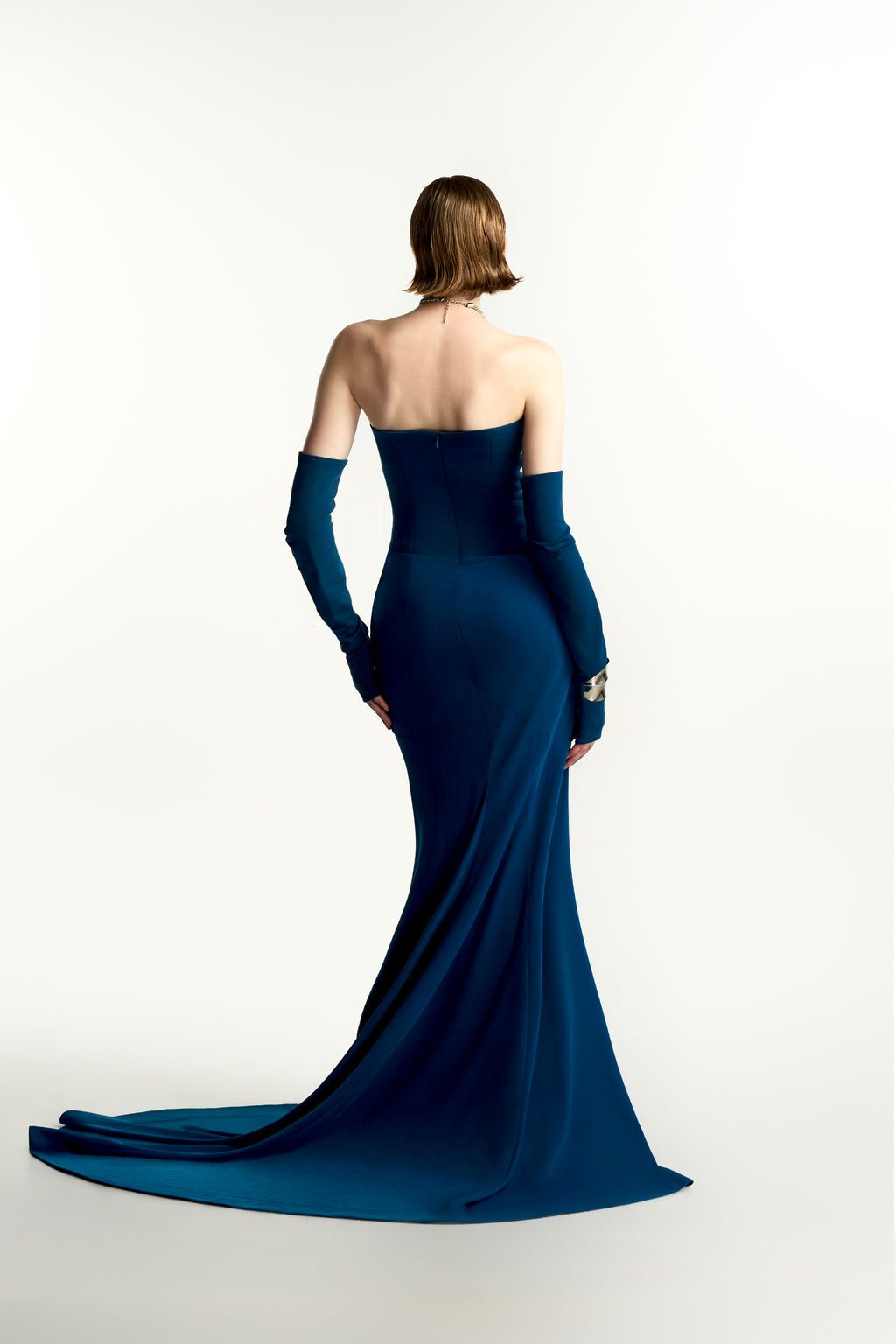 Serenne Mermaid Ponte Knit and Velvet Maxi Dress