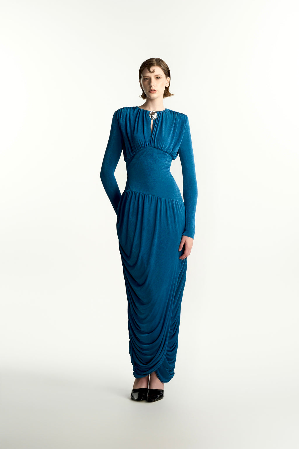 Meriel Sheath Elastance Jersey Maxi Dress