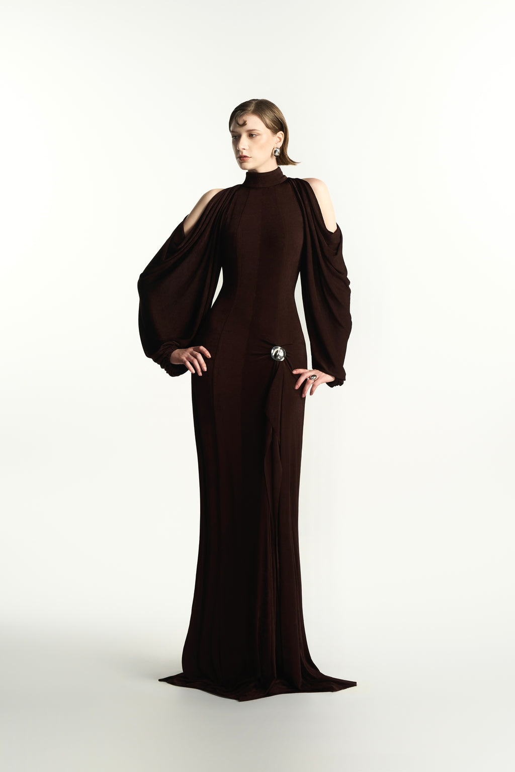 Aenoir Sheath Elastance Jersey Maxi Dress