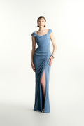Helorie Sheath Shimmering Elastance Jersey Maxi Dress