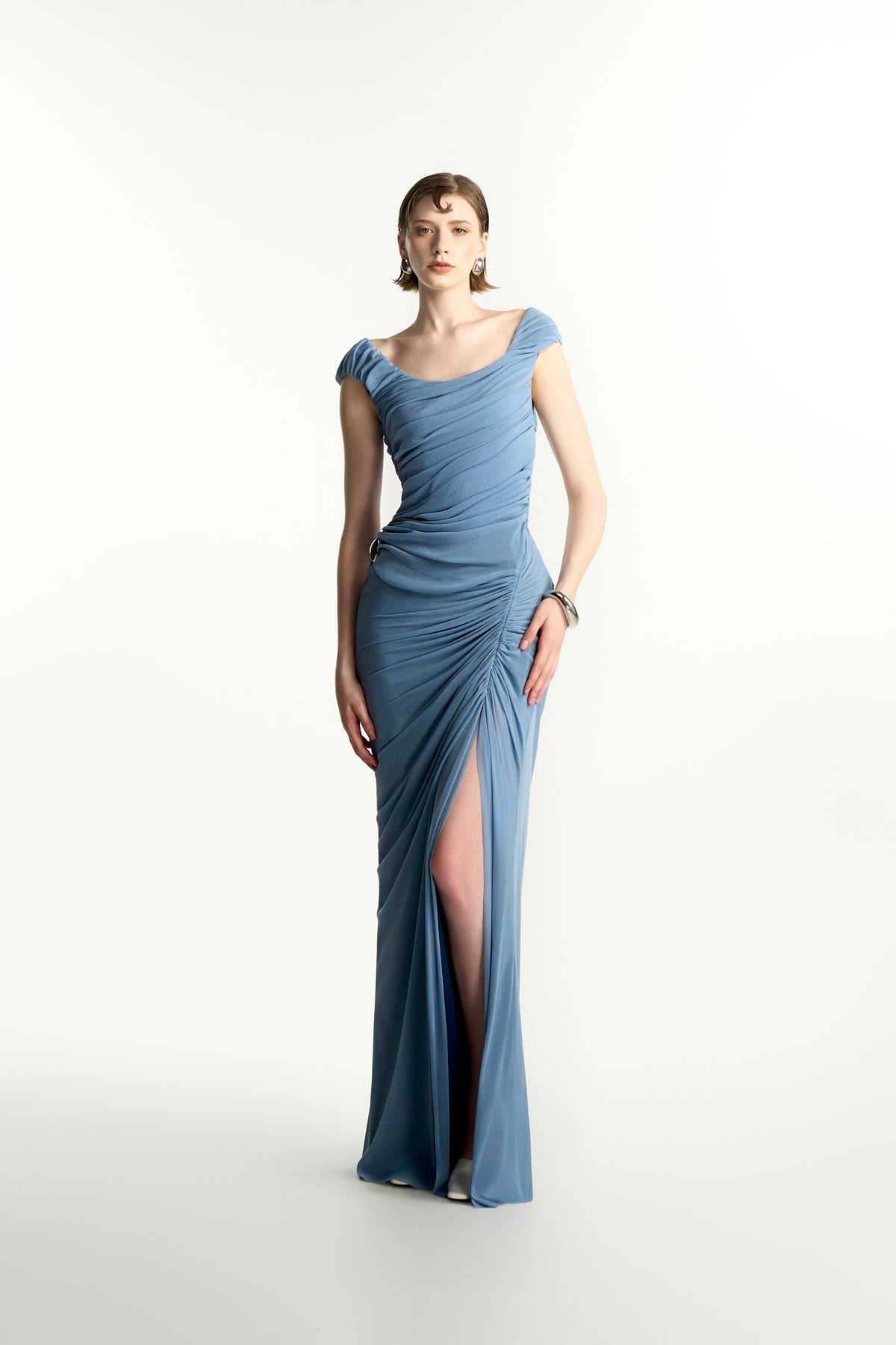 Helorie Sheath Shimmering Elastance Jersey Maxi Dress